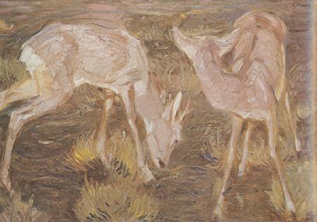 Franz Marc Deer at Dusk (mk34) china oil painting image